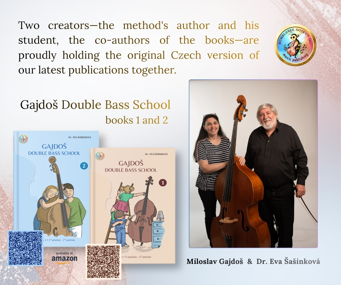 Dr. Eva Sasinkova and Miloslav Gajdos, together with a double bass.